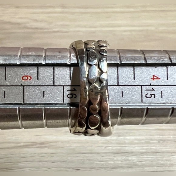 Vintage Sterling Silver Bali Indonesia Crossover Cobblestone Ring, Size 5, 6g - Picture 10 of 10